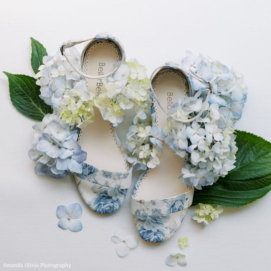 Bella Belle Vanessa Blue Floral 2 Inch Block Heel