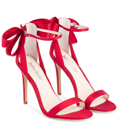 Bella Belle Maeve Red 4-Inch Heels with Silk Bow