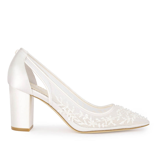 Bella Belle Easton Slingback Block Heel Wedding Shoes without Bow