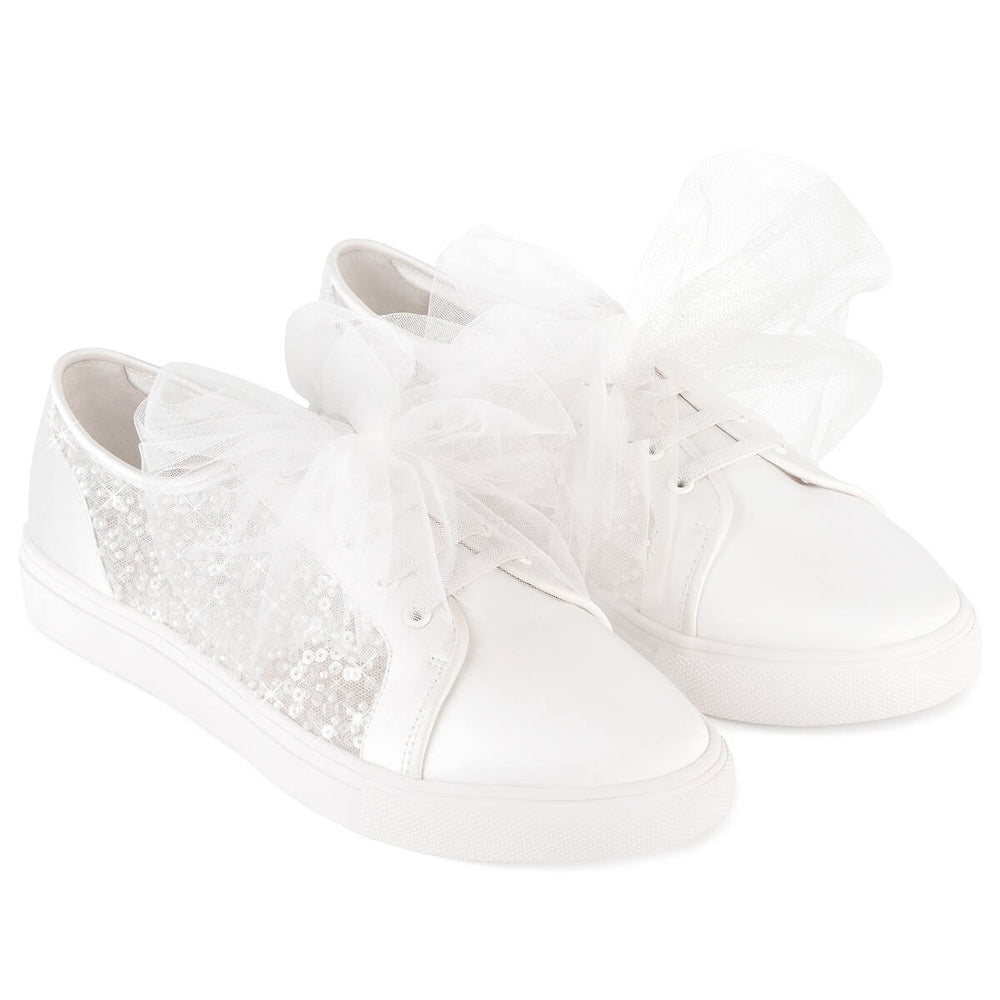 bella belle isadora sparkly wedding sneakers with removable tulle bow
