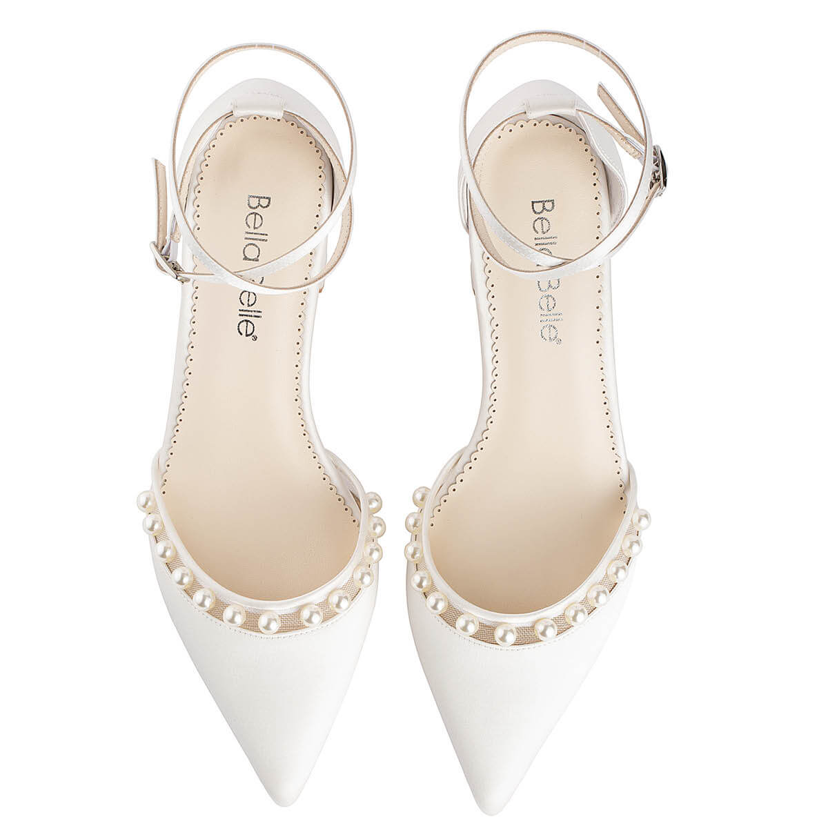 Bella Belle Emery Double Ankle Strap Ivory Pearl Block Heel