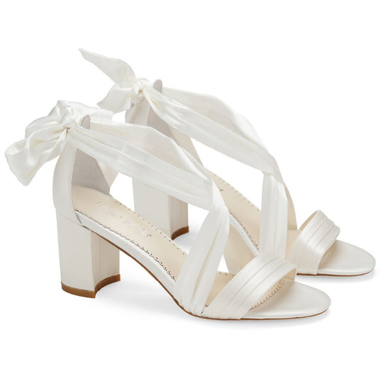 Bella Belle Shoes Kelly Open Toe White Ribbon Heels for Weddings