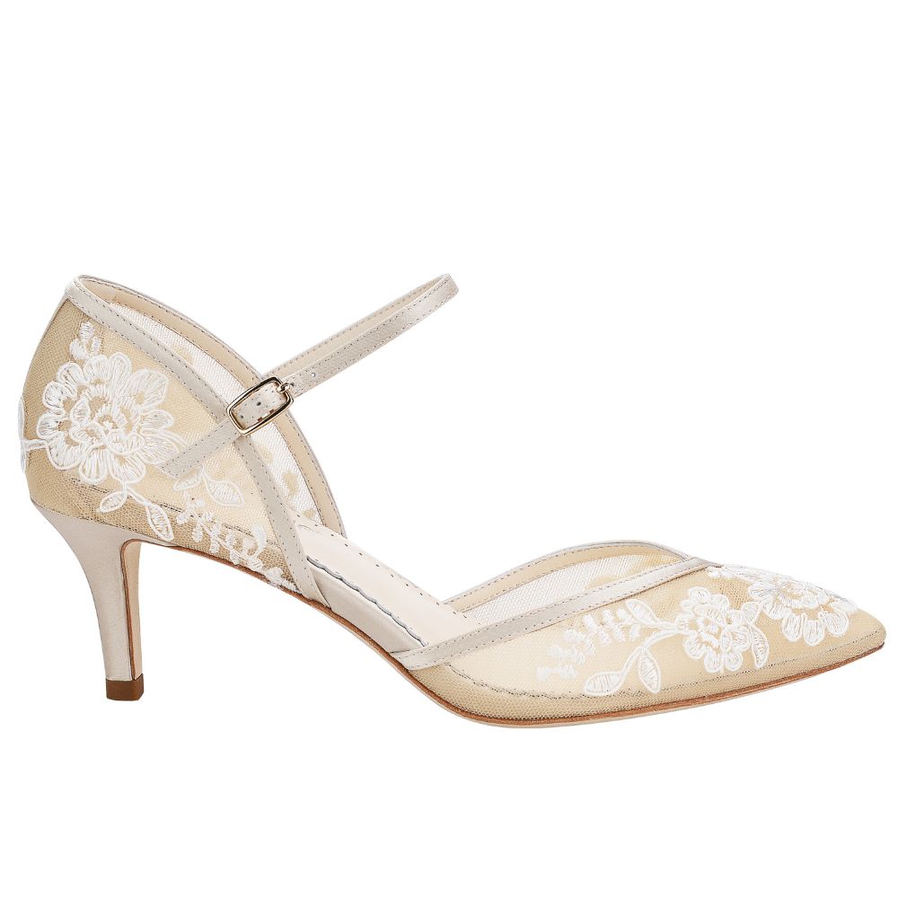 Bella Belle Shoes Candice Dorsay Nude Lace Kitten Heel