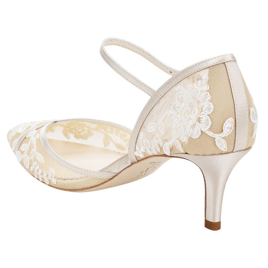 Bella Belle Shoes Candice Dorsay Nude Lace Kitten Heel
