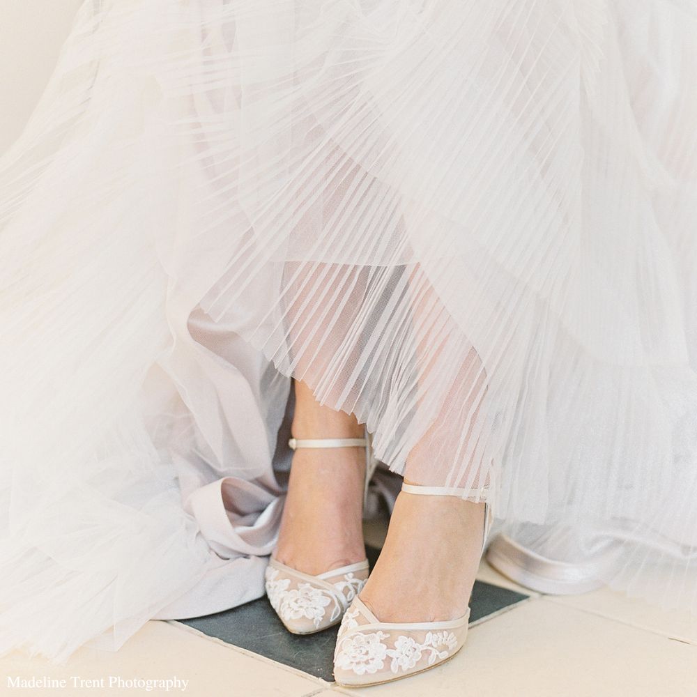 Bella Belle Shoes Candice Dorsay Nude Lace Kitten Heel