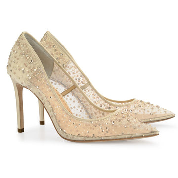 Bella Belle Shoes Elsa Nude Sequin Crystal Illusion Wedding Shoes