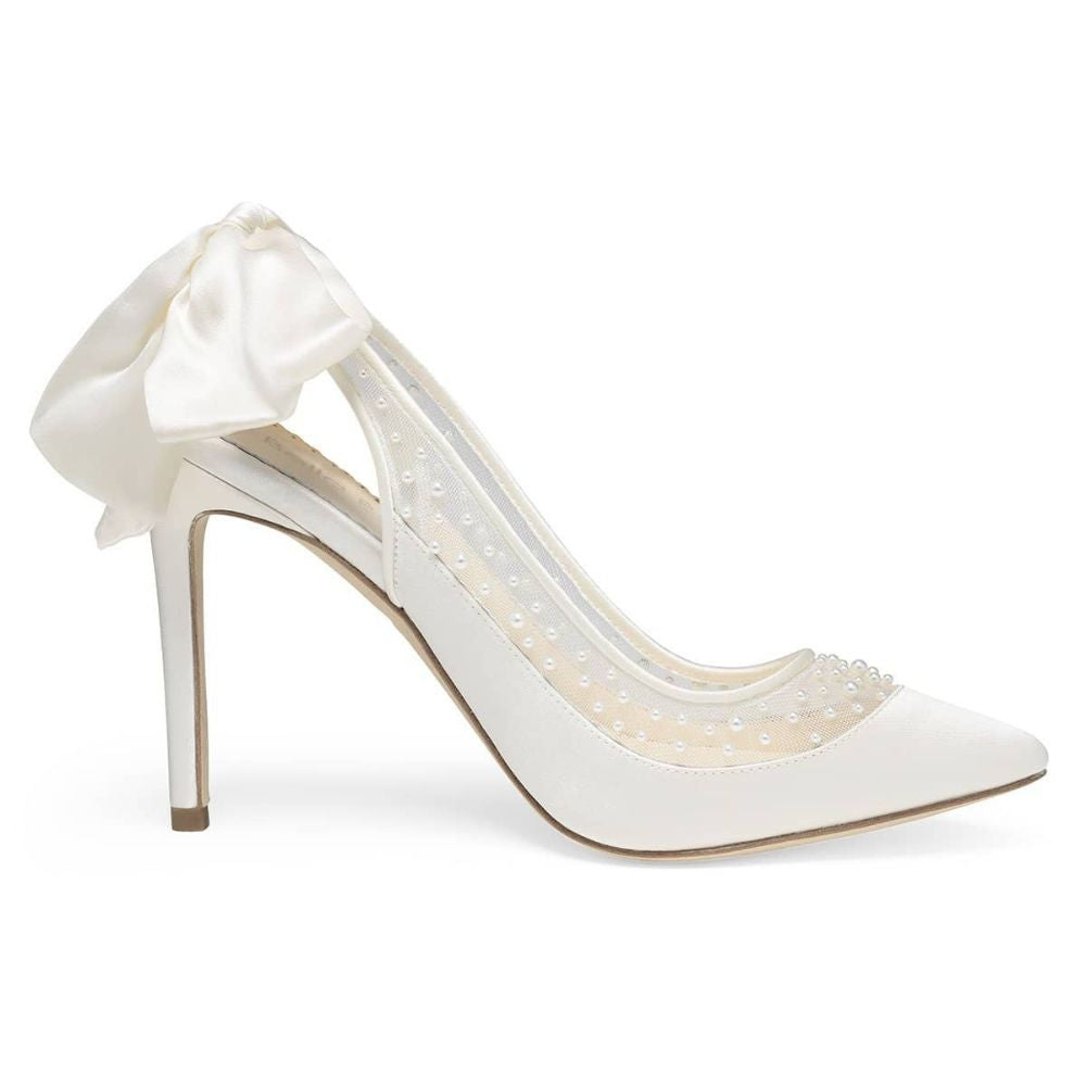 Bella Belle Shoes Gabrielle Ivory Pearl Slingback Wedding Heel with Silk Bow