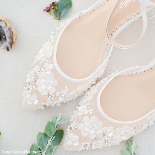 Bella Belle Shoes Rosa Kitten Heel Ivory Pearl Wedding Shoes
