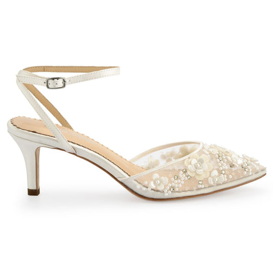 Bella Belle Shoes Rosa Kitten Heel Ivory Pearl Wedding Shoes