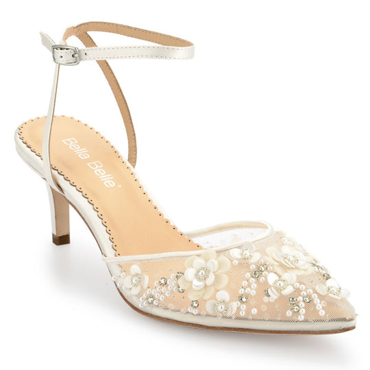 Bella Belle Shoes Rosa Kitten Heel Ivory Pearl Wedding Shoes